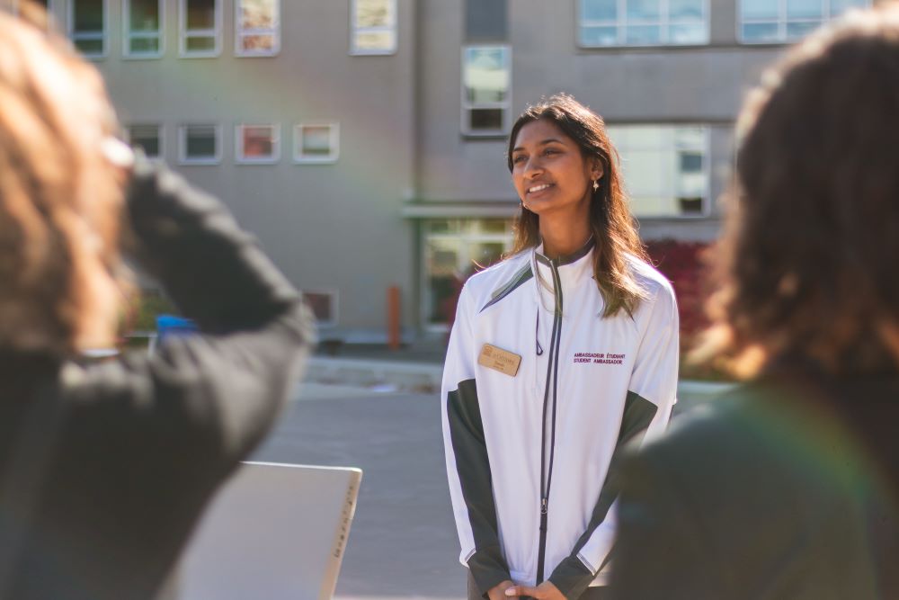 Student ambassador giving a campus tour